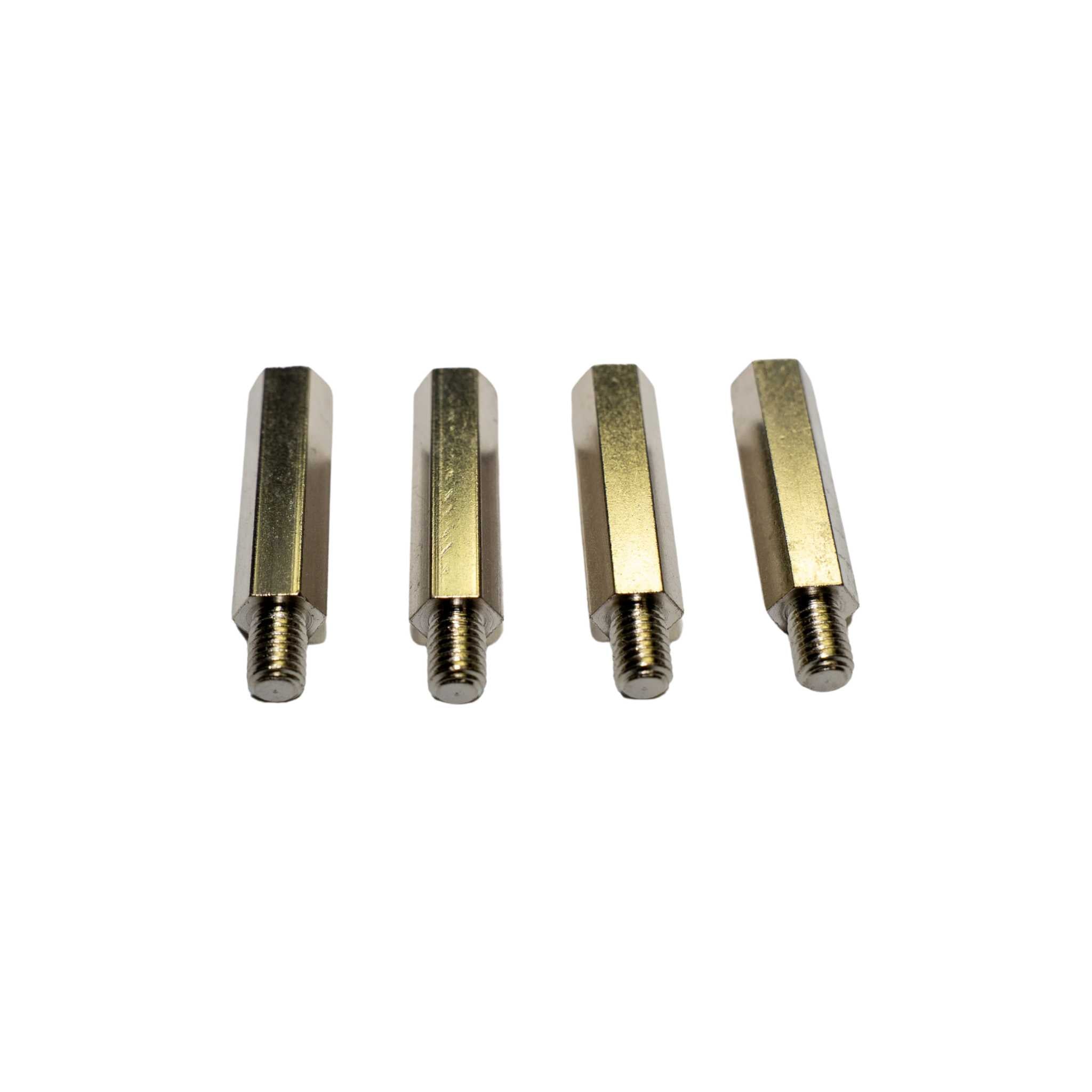 Four metal pins on a white background